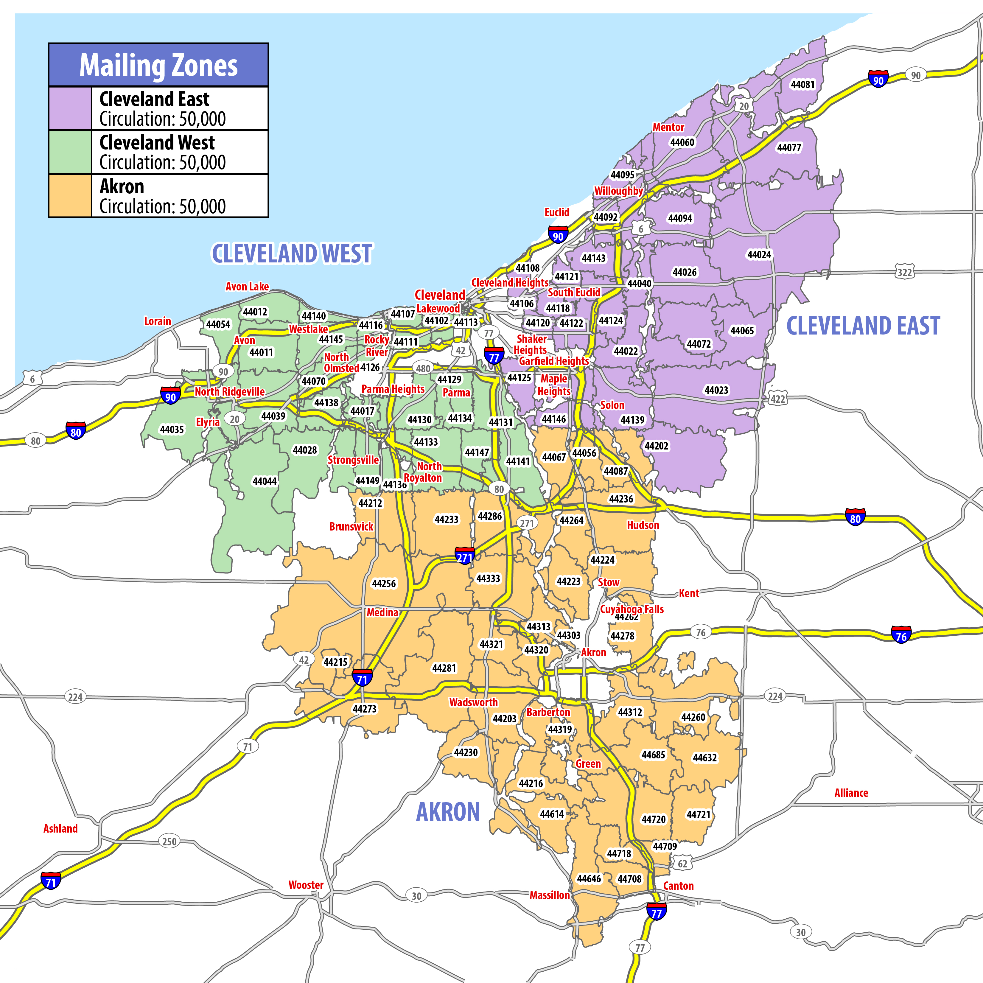 Map of RSVP Akron and Cleveland