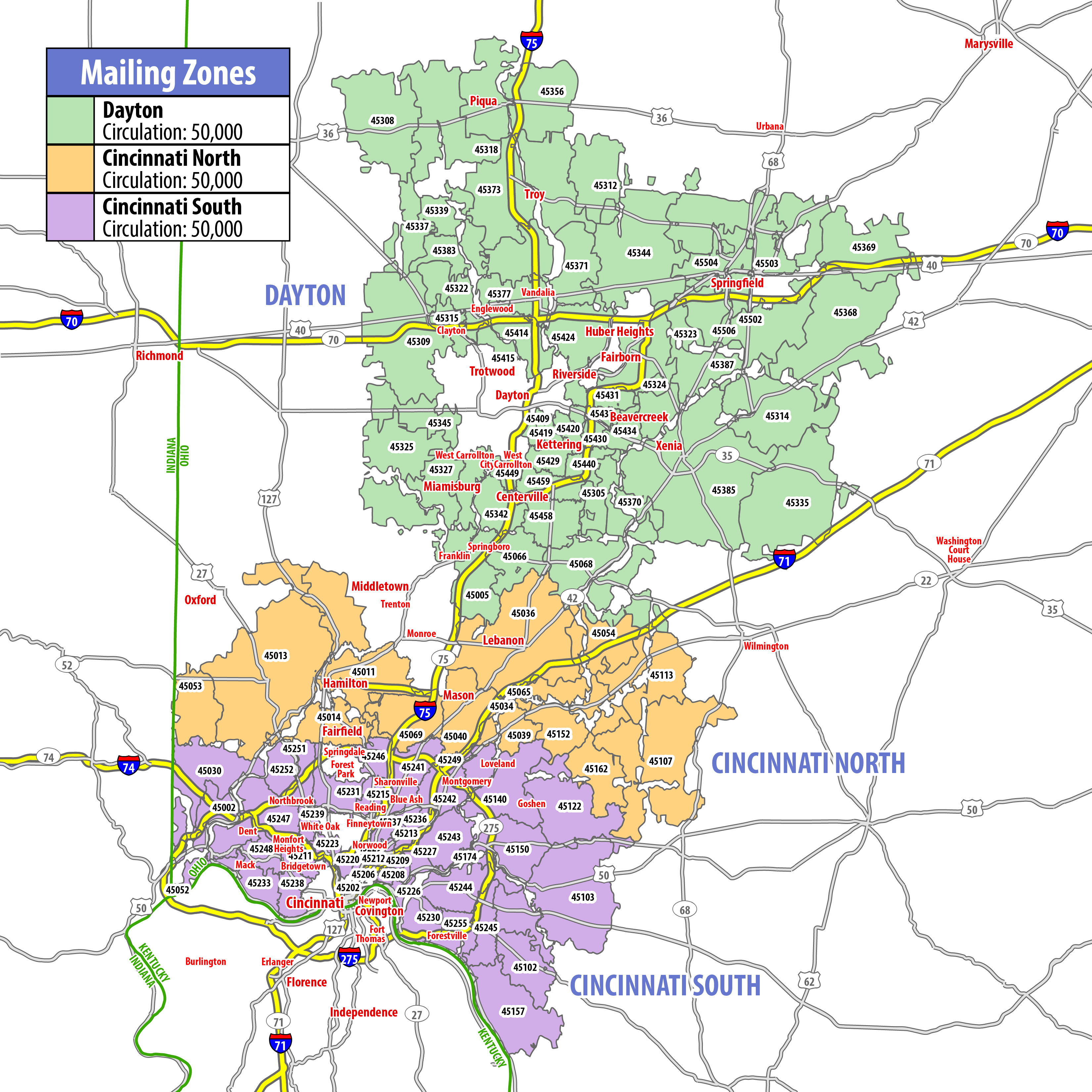 Map of RSVP Cincinnati and Dayton